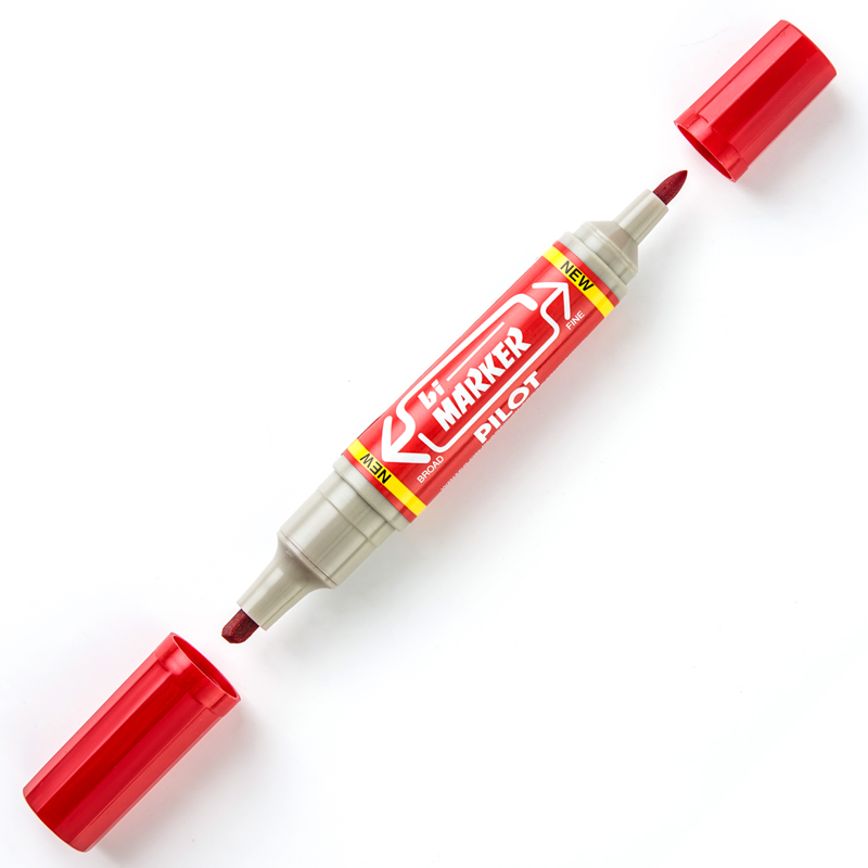 Pilot BiMarker Twin Tip Permanent Marker Red (12/Pack) Marker Pen